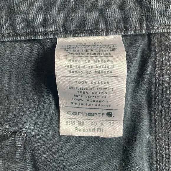 Carhartt Cargo Pants Mens 37x30 Black Relaxed Fit Double Knee Workwear Utility - Picture 11 of 16